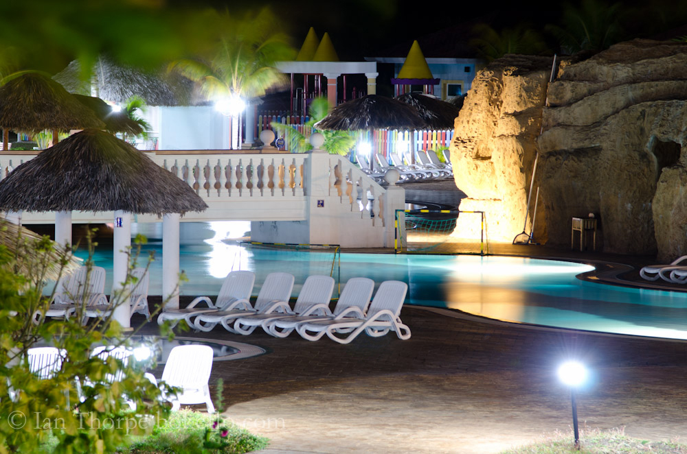 An Image of the pool area at night at the Iberostar Laguna Azul, Varadero, Cuba
