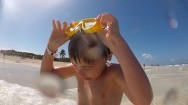 GoPro photo of kids having fun in the sun playing on the beach and in the surf at the Iberostar Laguna Azul Resort on Varadero Beach in Cuba