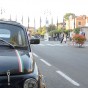 An Original Fiat 500 car parket on a main street in the seaside town of Sorrento Italy