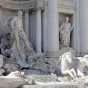 The statues and sculptures that make up the fountain of Trevi in Rome Italy